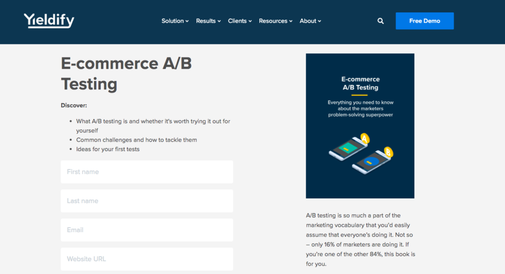 Using Yieldify to A/B test lead forms for B2B email marketing campaigns
